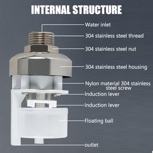HASTHIP® 1/2 to 3/4 Inch Float Valve for Water Tank 304 Stainless Steel Fully Automatic Water Level Control Controller for Pool Livestock Troughs 3PCS HASTHIP® 1/2 to 3/4 Inch Float Valve for Water Tank 304 Stainless Steel Fully Automatic Water Level Control Controller for Pool Livestock Troughs 3PCS